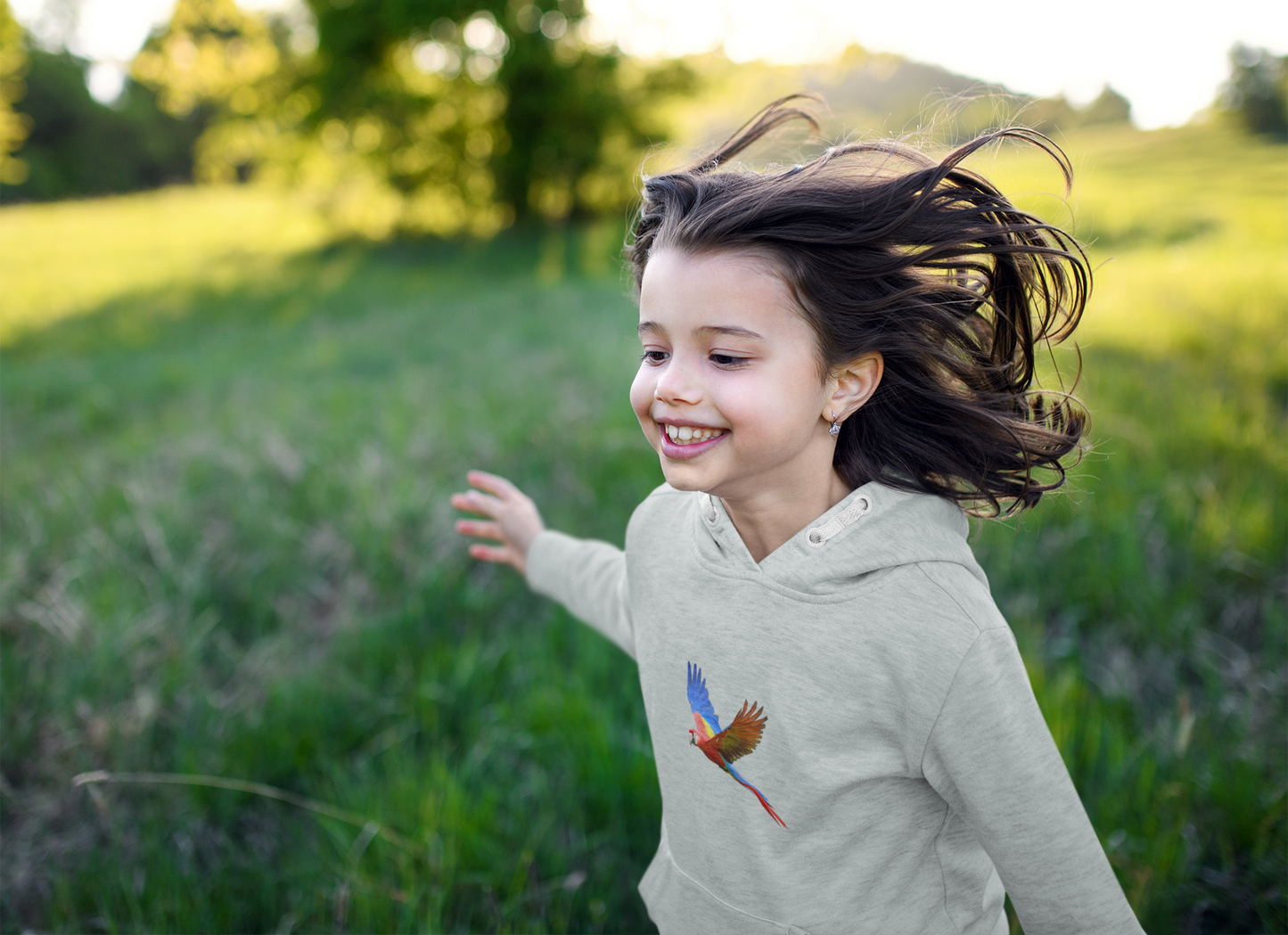 Kids Scarlet Macaw Print Hoodie