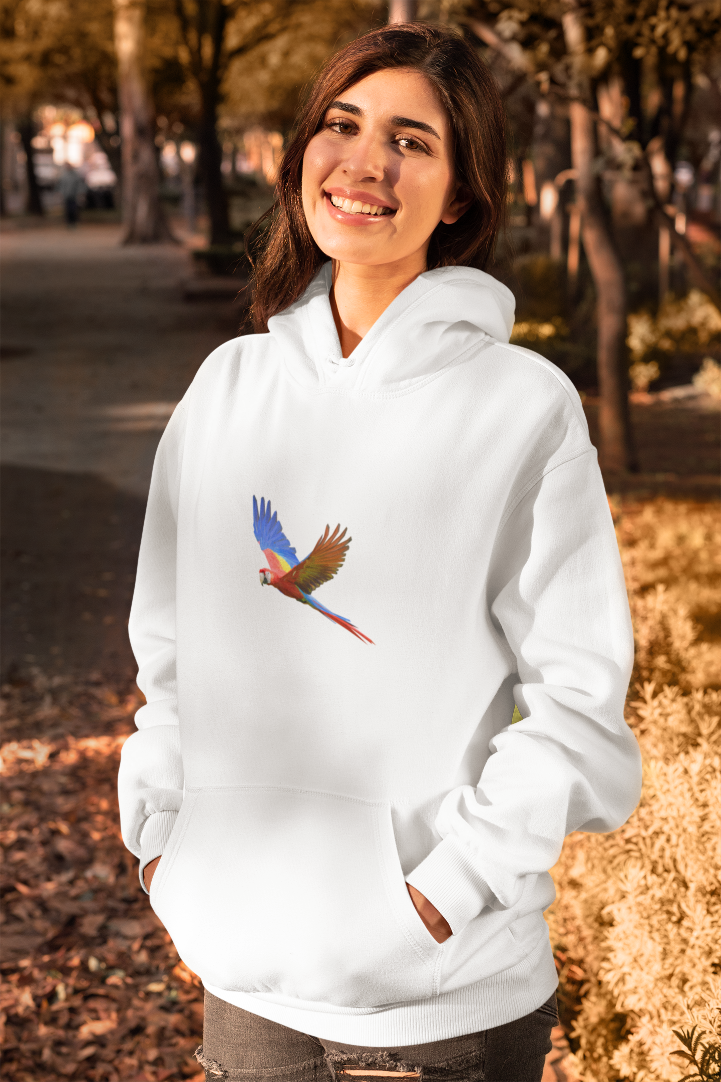 Women's Scarlet Macaw Print Hoodie