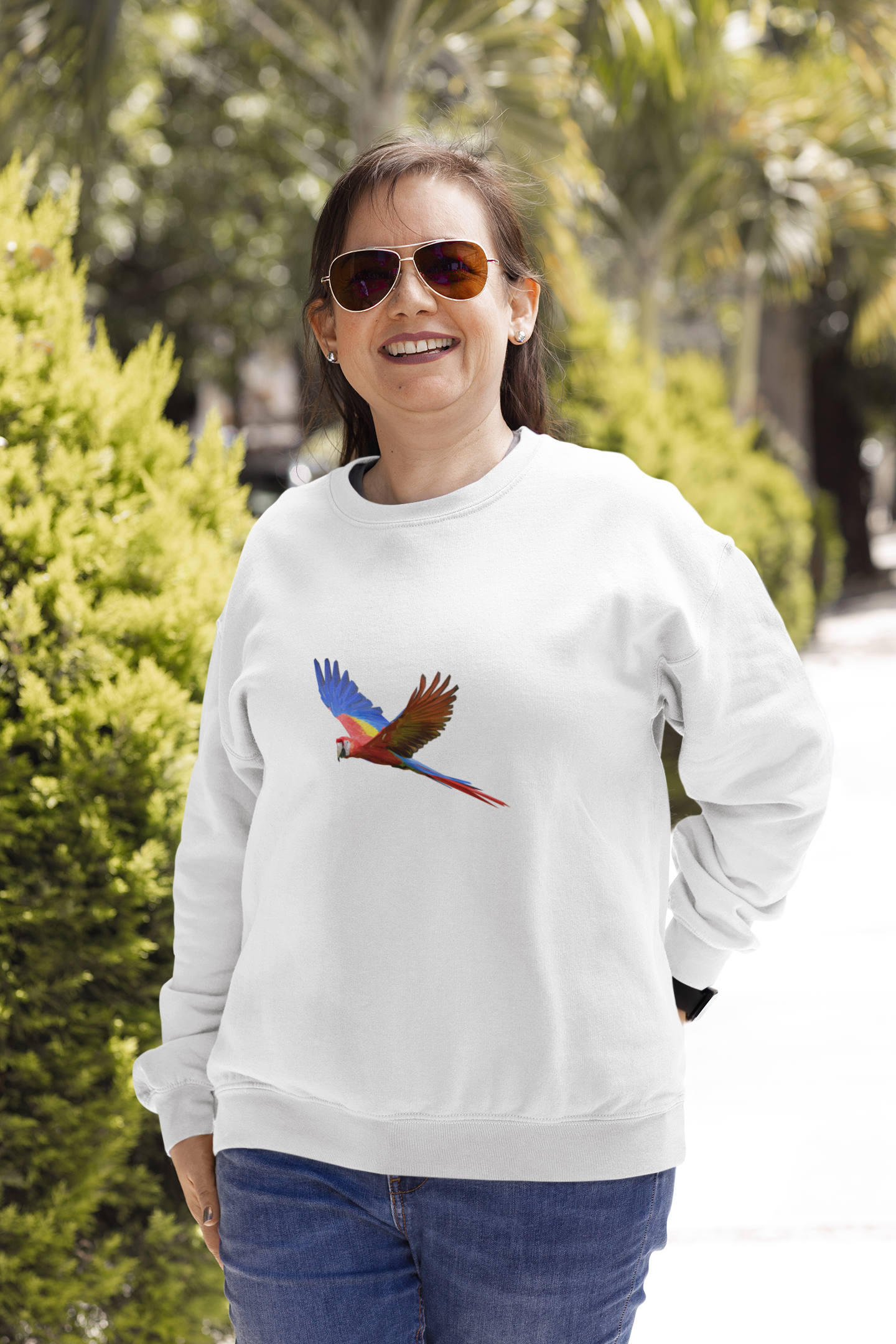 Women's Scarlet Macaw Print Sweatshirt